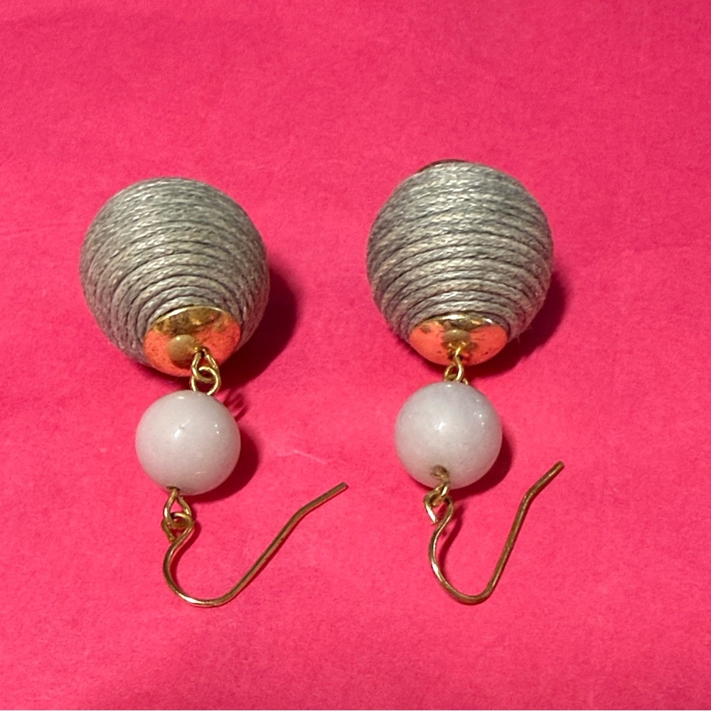 Elegant Gray and Gold Earrings